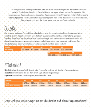 Preview: Lotte und Ludwig Papierschnittmuster  Klüngelbux Herren 44-58
